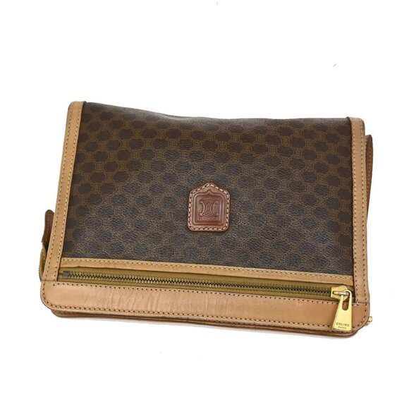 CELINE Logo Macadam Pattern Clutch Pouch Bag PVC Leather Brown GHW Italy 09KB626 - Picture 6 of 16